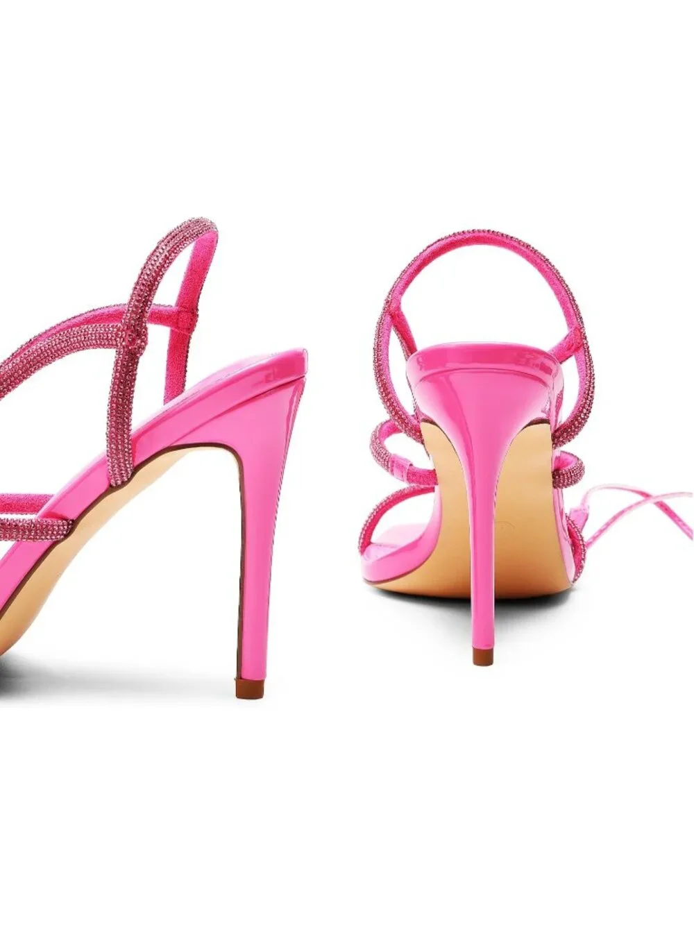 Women's Hot Pink Strappy Stilettos Gladiator Sexy Square Toe Open Toe Sandals